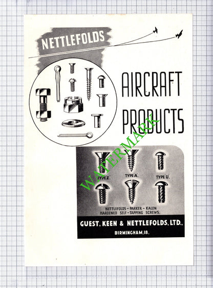 Guest Keen & Nettlefolds / Frog Model Aircraft ADVERT -  1942 Cutting / Print