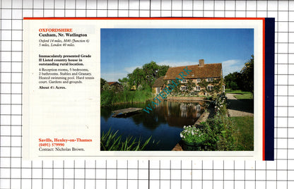 Petersham Surrey / Cuxham Oxfordshire House Sale Advert - 1991 Cutting