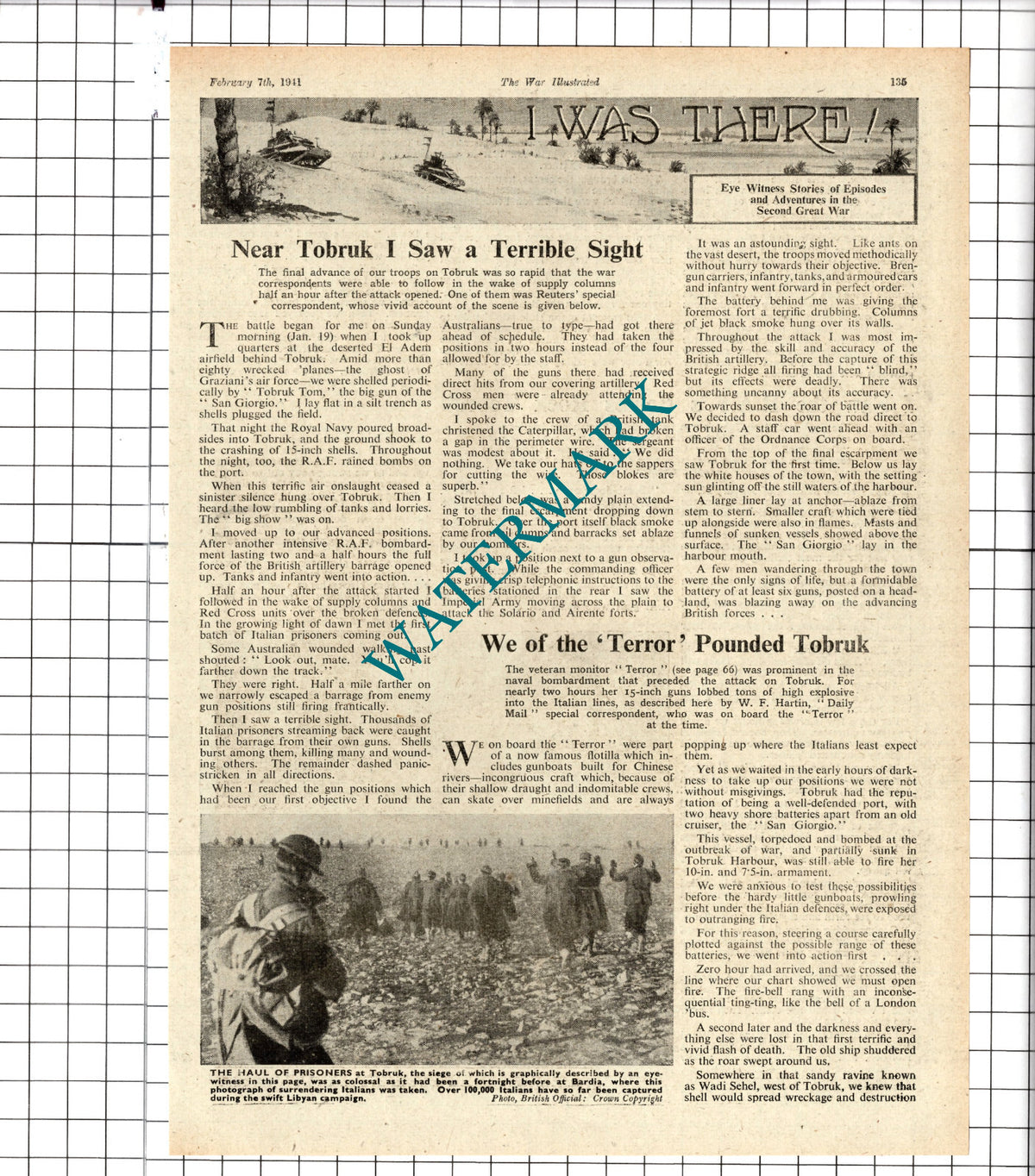 Alexander Clifford Tobruk World War Two WW2  - 1941 Article