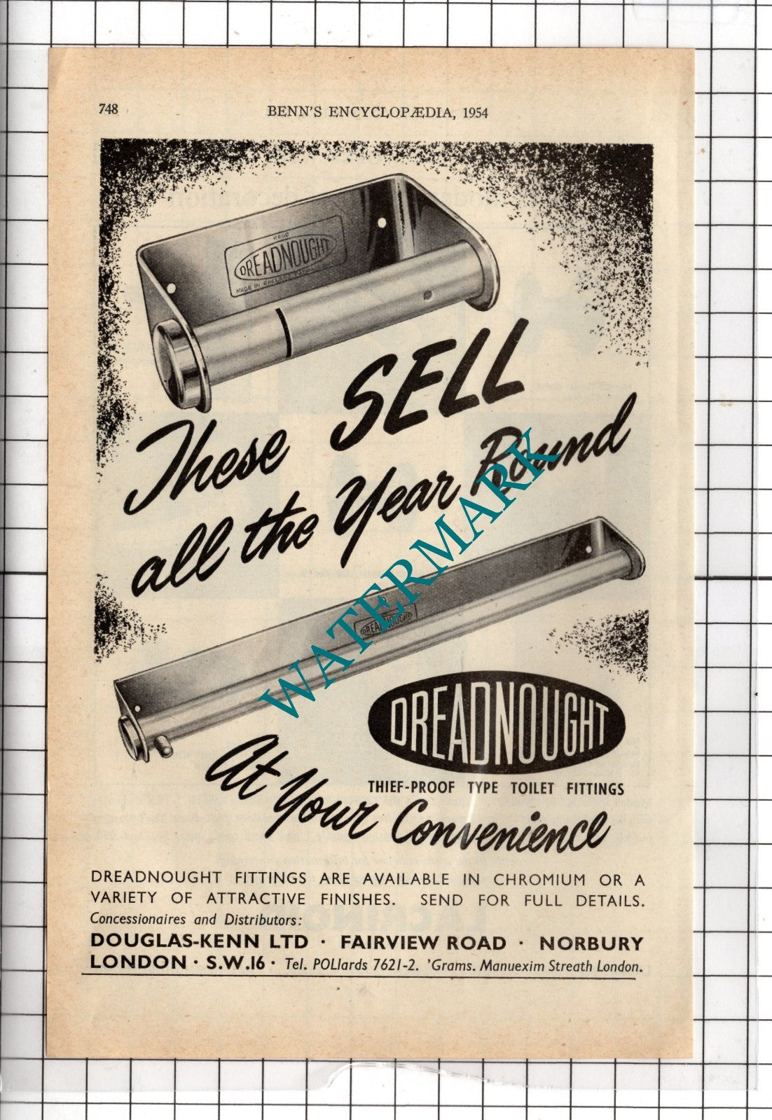 Douglas-Kenn Ltd Norbury  London Dreadnought / Lacrinoid Products  - 1954 Advert