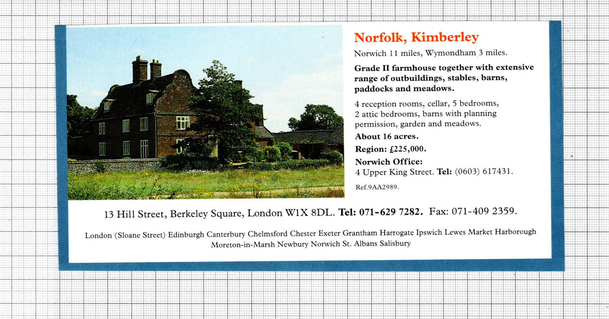 Kimberley Norfolk House Sale Advert -  1991 Cutting