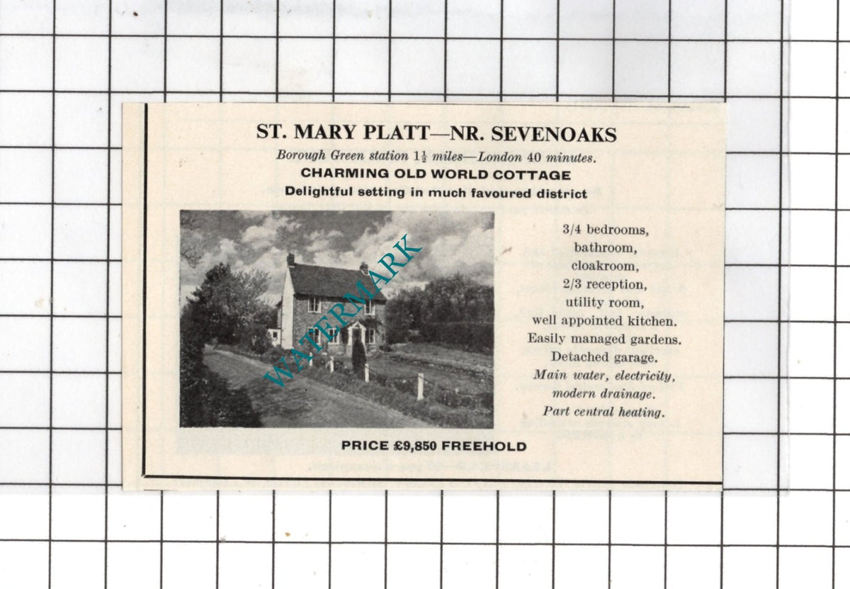 St Mary Platt Kent - 1967 Small House Sale Advert