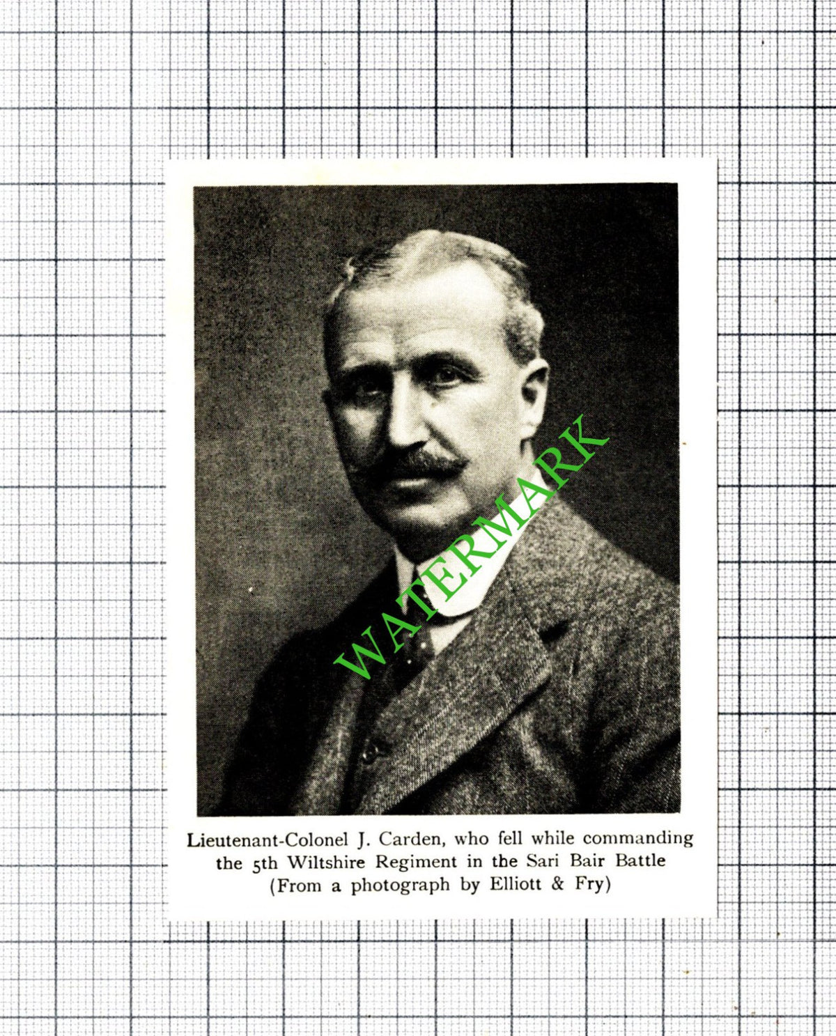 Lt Col J Carden 5th Wiltshire Regiment Sari Bair Great War -c.1920 Small Cutting