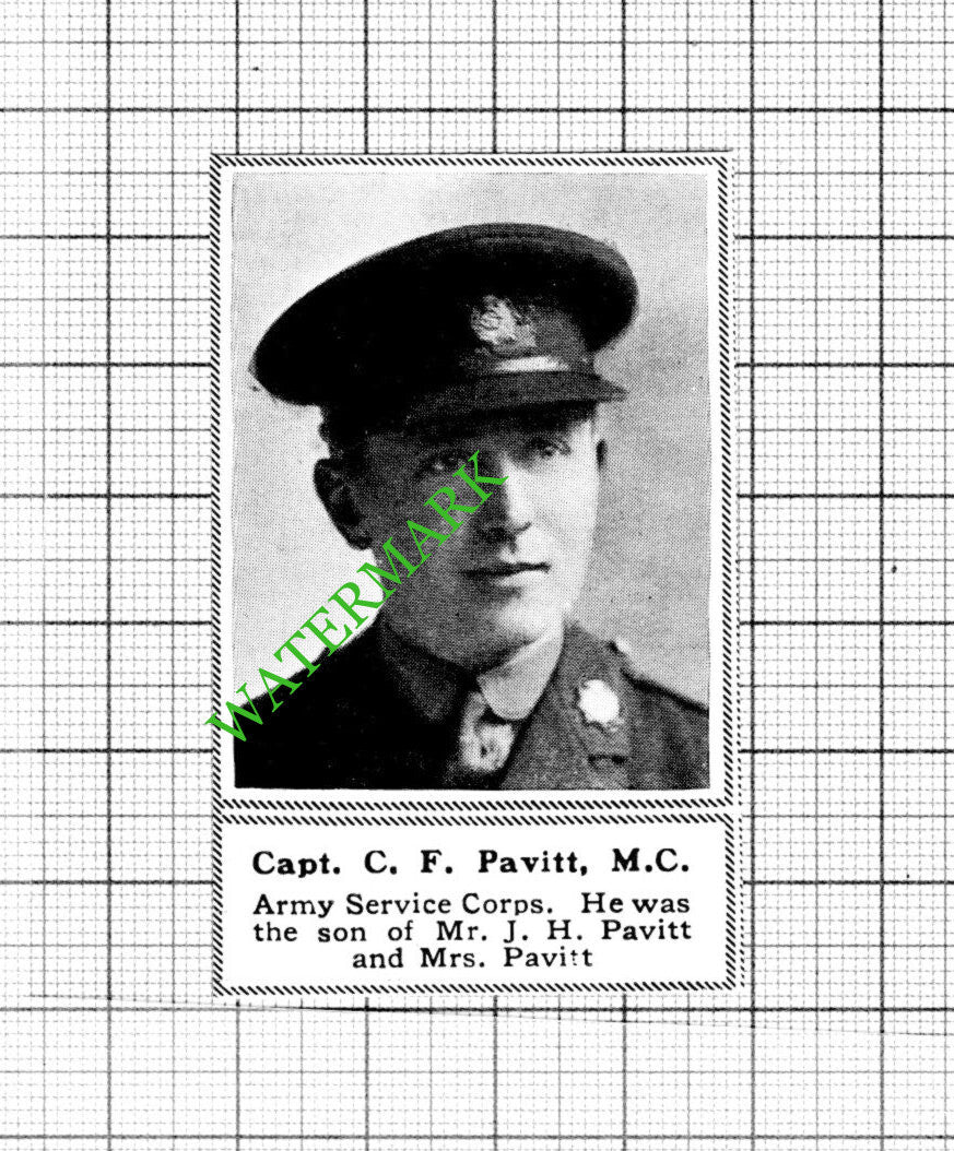 Captain C F Pavitt Army Service Corps Great War WW1 - 1918 Small Cutting