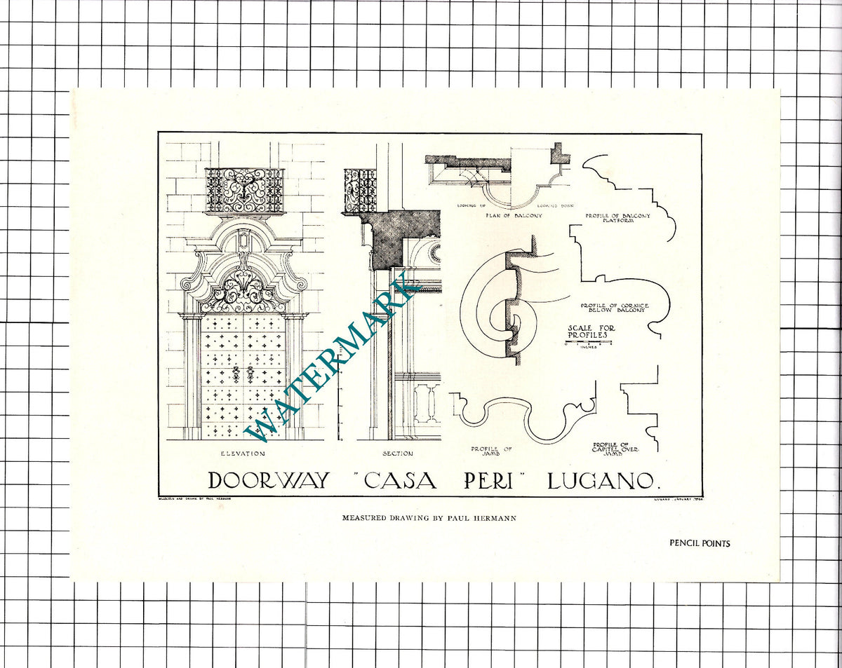 Casa Peri Lugano Paul Hermann - 1926 Clipping / Print