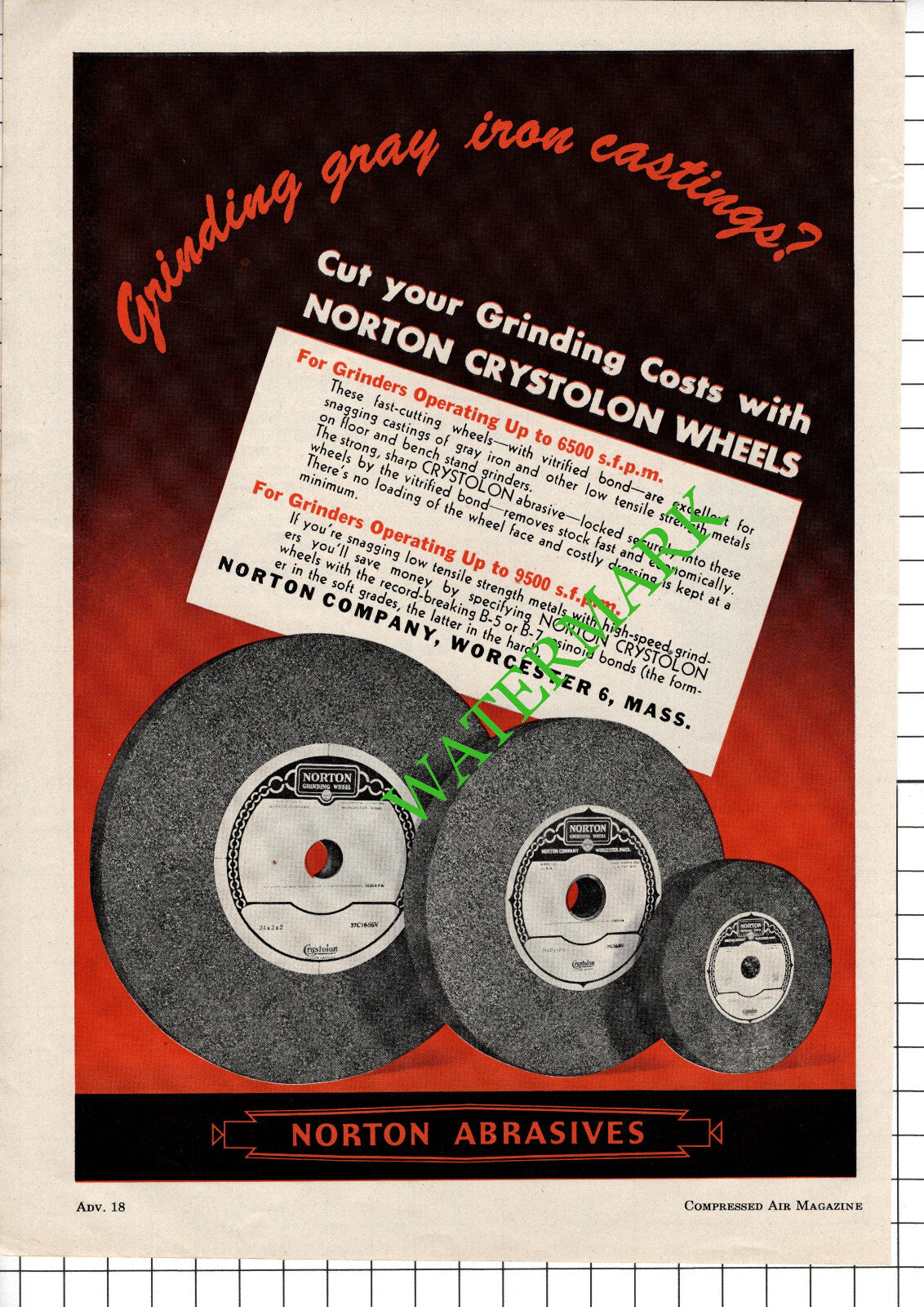 Norton Company Worcester Massachusetts / William Powell Co Advert - 1948 Cutting