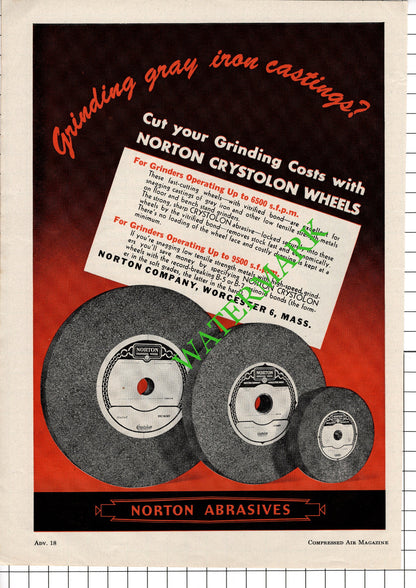 Norton Company Worcester Massachusetts / William Powell Co Advert - 1948 Cutting