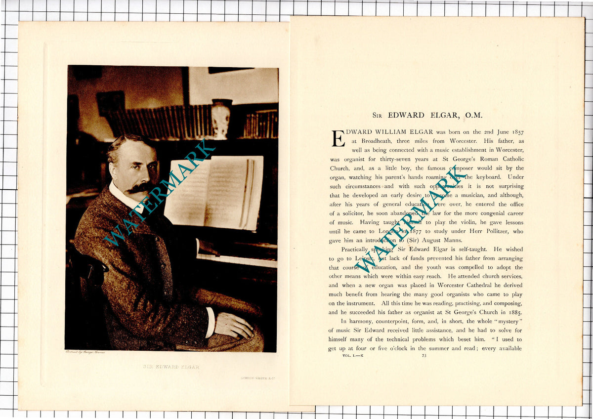 Sir Edward Elgar Composer - c.1920 Print / Article