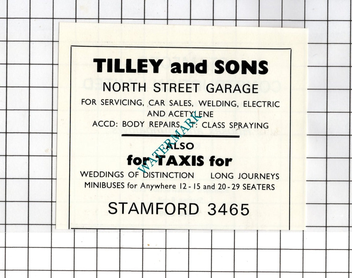 Tilley & Sons North Street Garage Stamford Lincolnshire - 1974 SMALL Advert