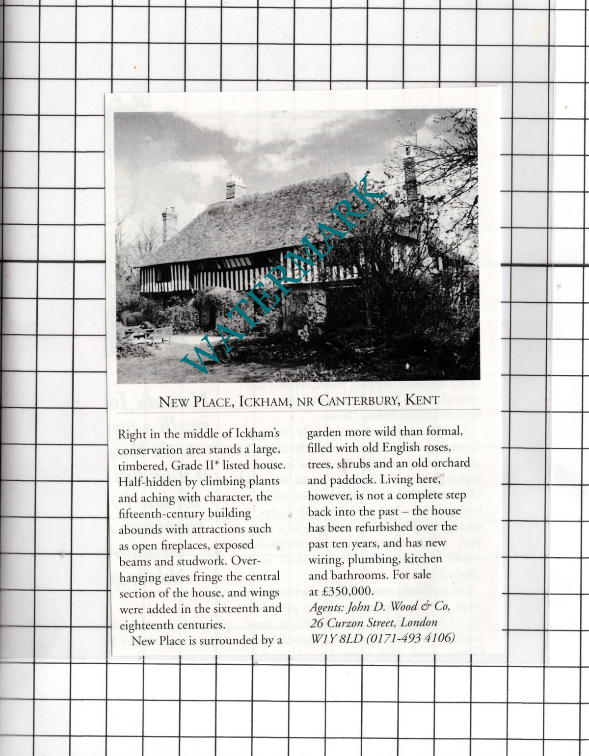 New Place Ickham Canterbury Kent House Sale Advert - 1995 Cutting