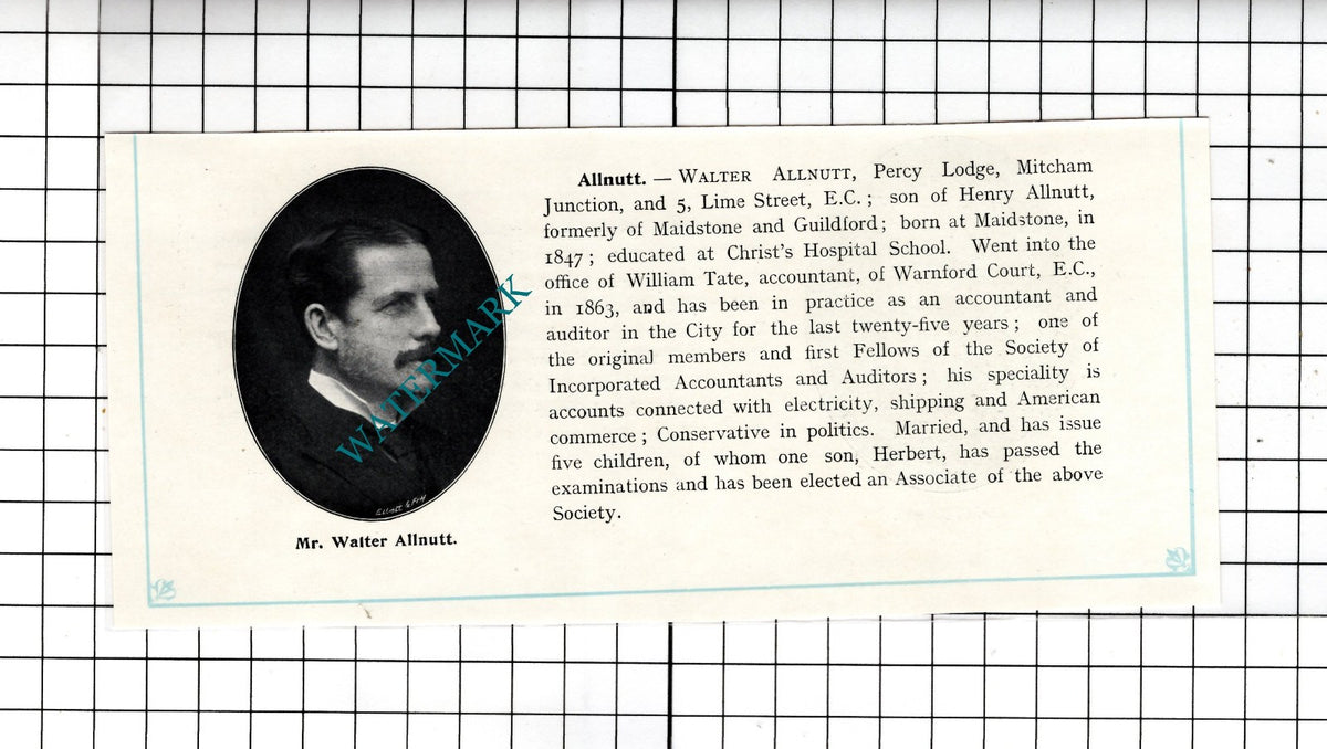 Walter Allnutt Maidstone Percy Lodge / Frederick Barnes London - c.1905 Clipping