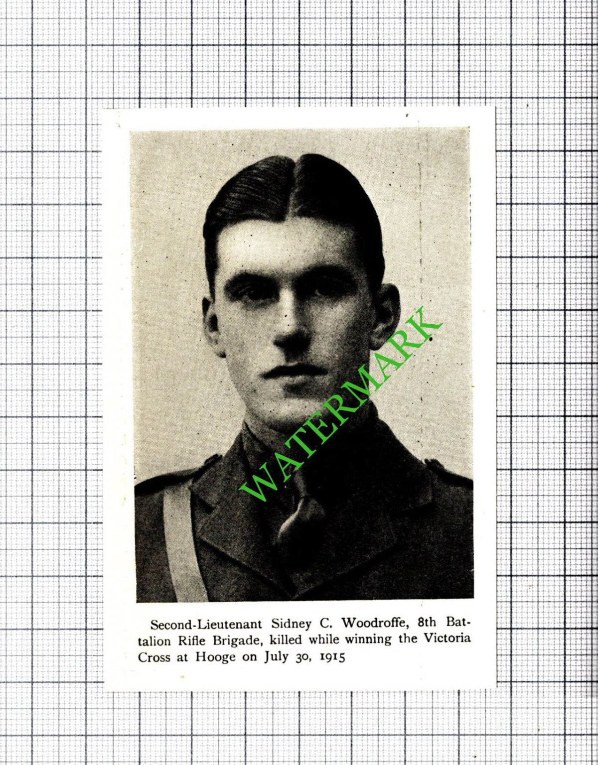 Sidney C Woodroffe 8th Battalion Rifle Brigade Great War - c.1920 Small Cutting