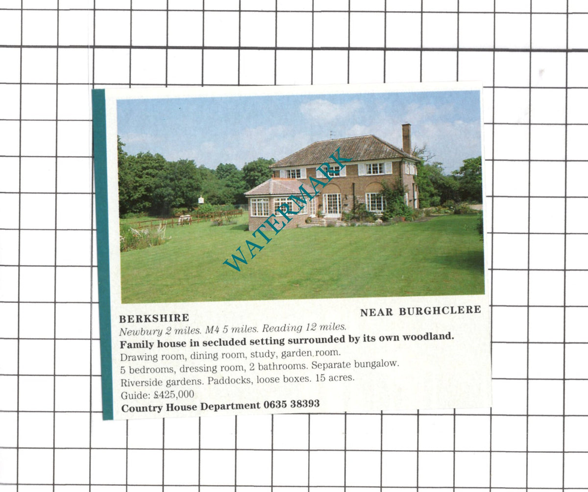 Burghclere Berkshire  Small House Sale Advert -  1991 Clipping