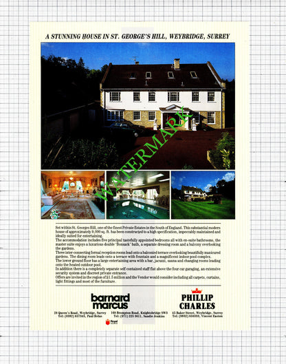 St George's Hill Weybridge Dulverton Somerset Northlew Devon  - 1991 Cutting
