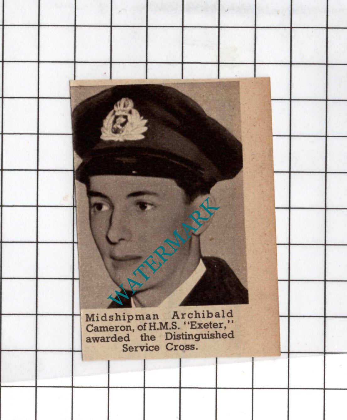 Midshipman Archibald Cameron HMS Exeter WW2   - 1940 SMALL News Clipping