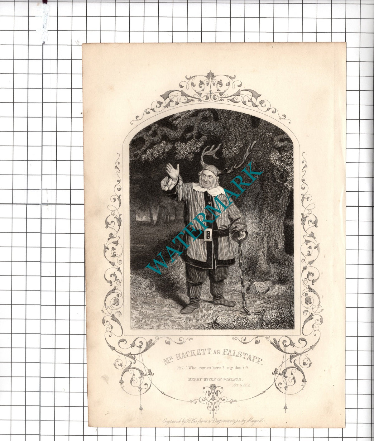 Mr Hackett Actor Merry Wives Of Windsor William Shakespeare - c.1870 Print
