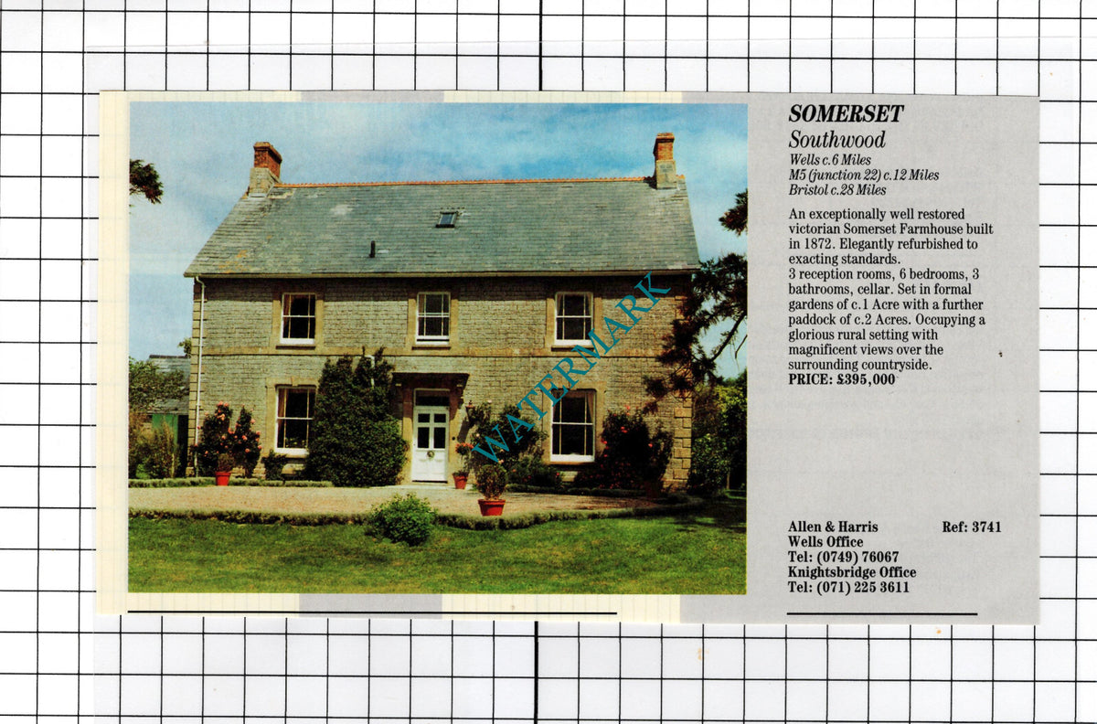 Southwood Somerset Farmhouse House Sale Advert - 1990 Cutting