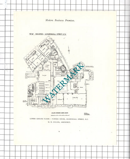 Furness House Leadenhall Street London M E Collins Architect c.1920s Book Prints
