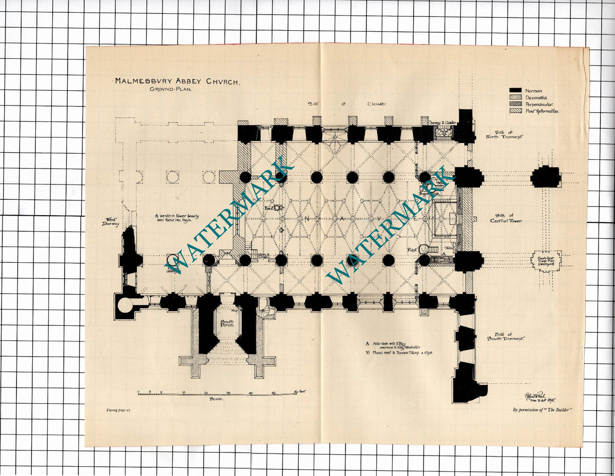 Malmesbury Abbey Church - 1925 Article / Print / Plans