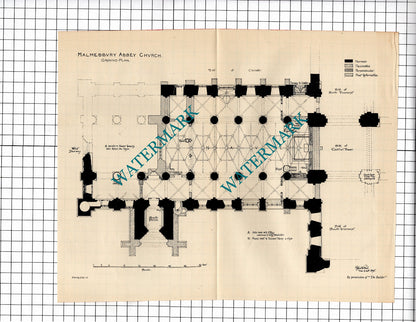 Malmesbury Abbey Church - 1925 Article / Print / Plans