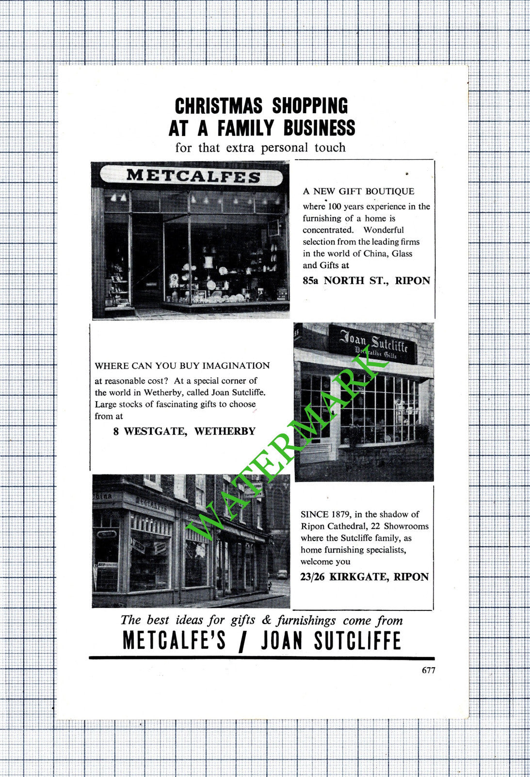 Metcalfe's Joan Sutcliffe Wetherby Ripon Advert - 1966 Cutting