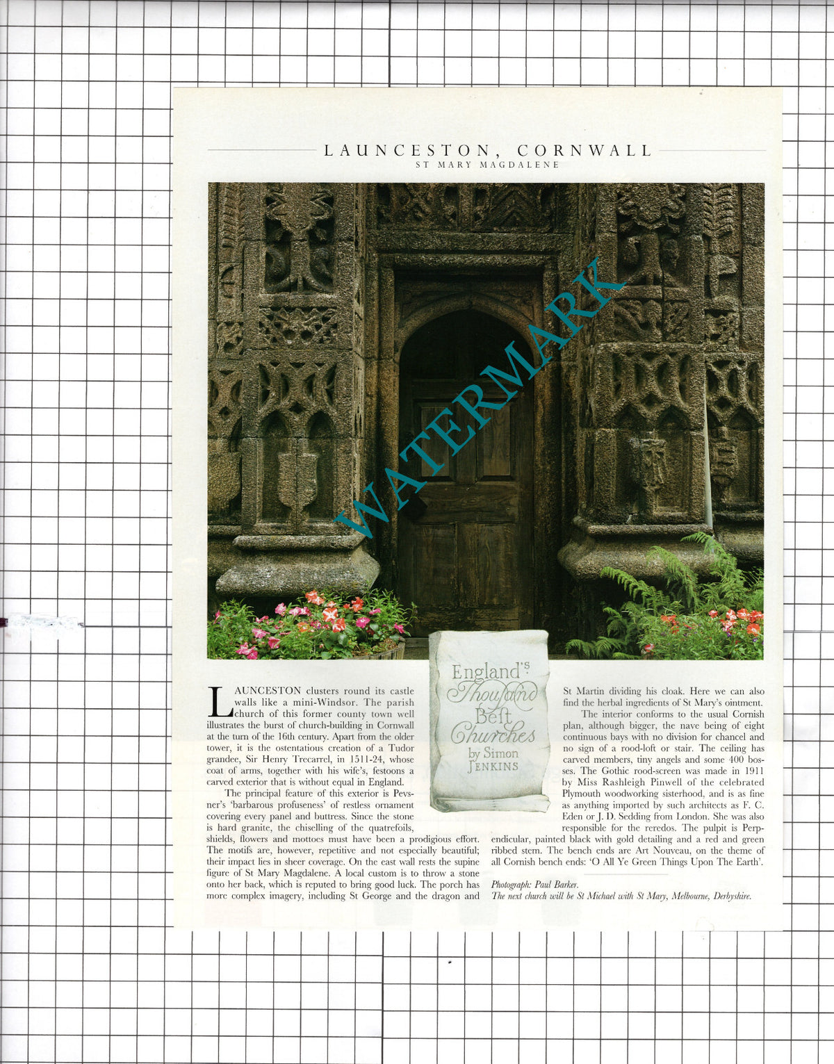 St Mary Magdalene Church Launceston Cornwall -  1997 Cutting