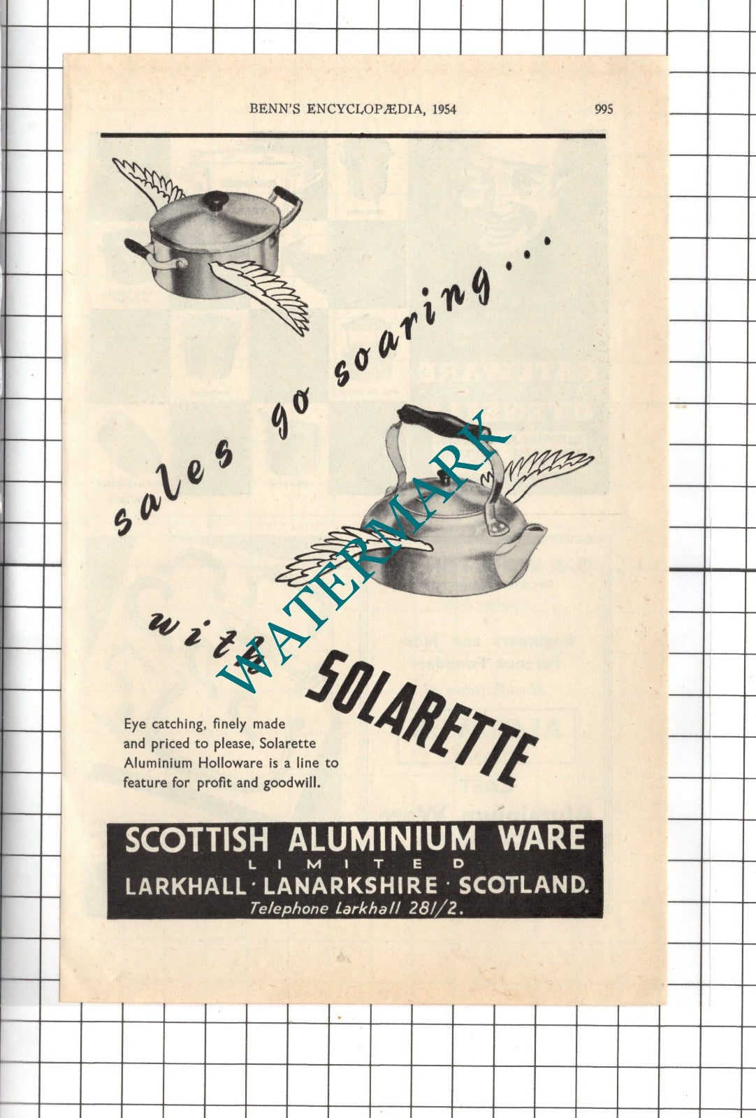 Scottish Aluminium Ware Ltd Larkhall / O J Wootton Ltd Wolverhampton 1954 Advert