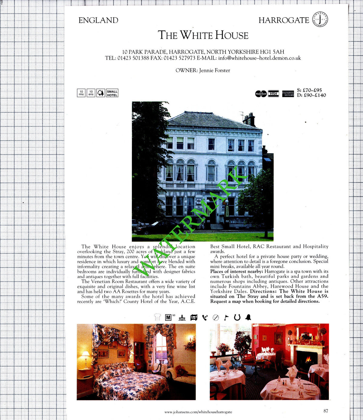 The White House Harrogate / Rookhurst Hotel Gayle Hawes Yorkshire - 2001 Cutting