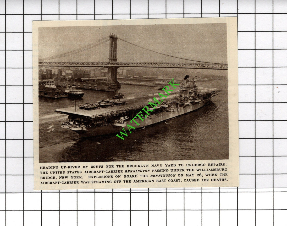 United States Aircraft Carrier Ship BENNINGTON New York - 1954 Small Cutting