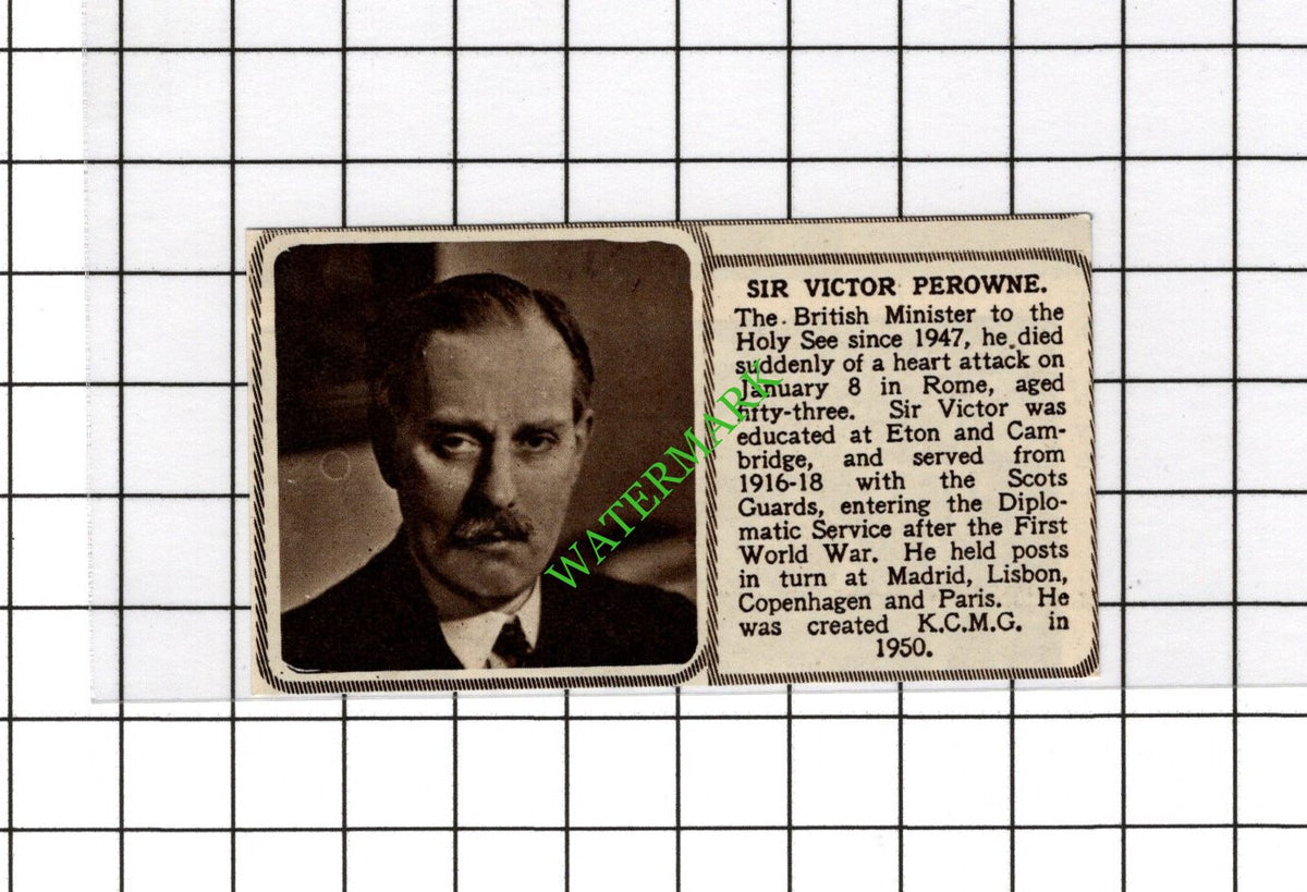 Sir Victor Perowne Obituary - 1951 SMALL Cutting