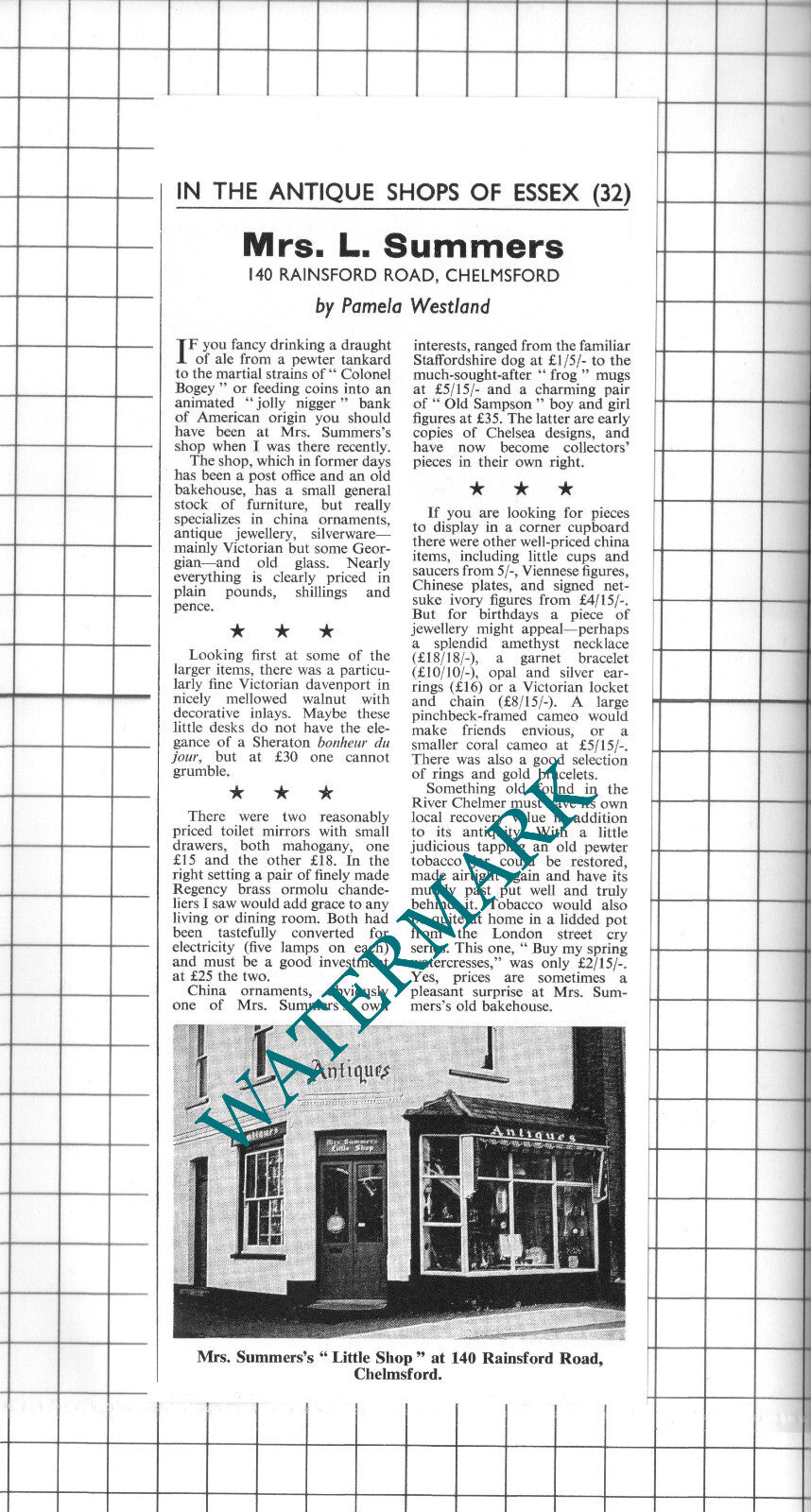 Mrs Summers Antique Shop Rainsford Road Chelmsford Essex  -1967 Clipping / Print
