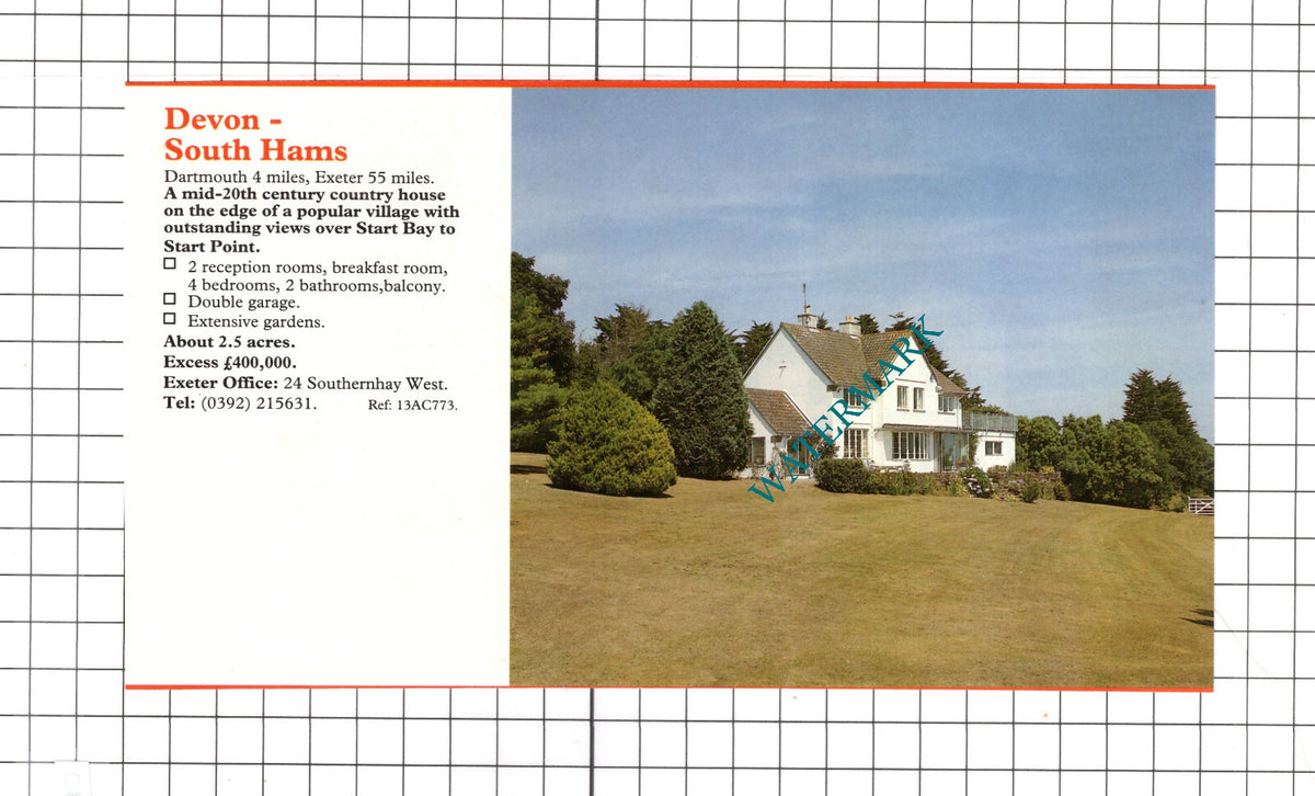 Canonbie Scotland / South Hams Devon House Sale Advert - c.1990 Clipping