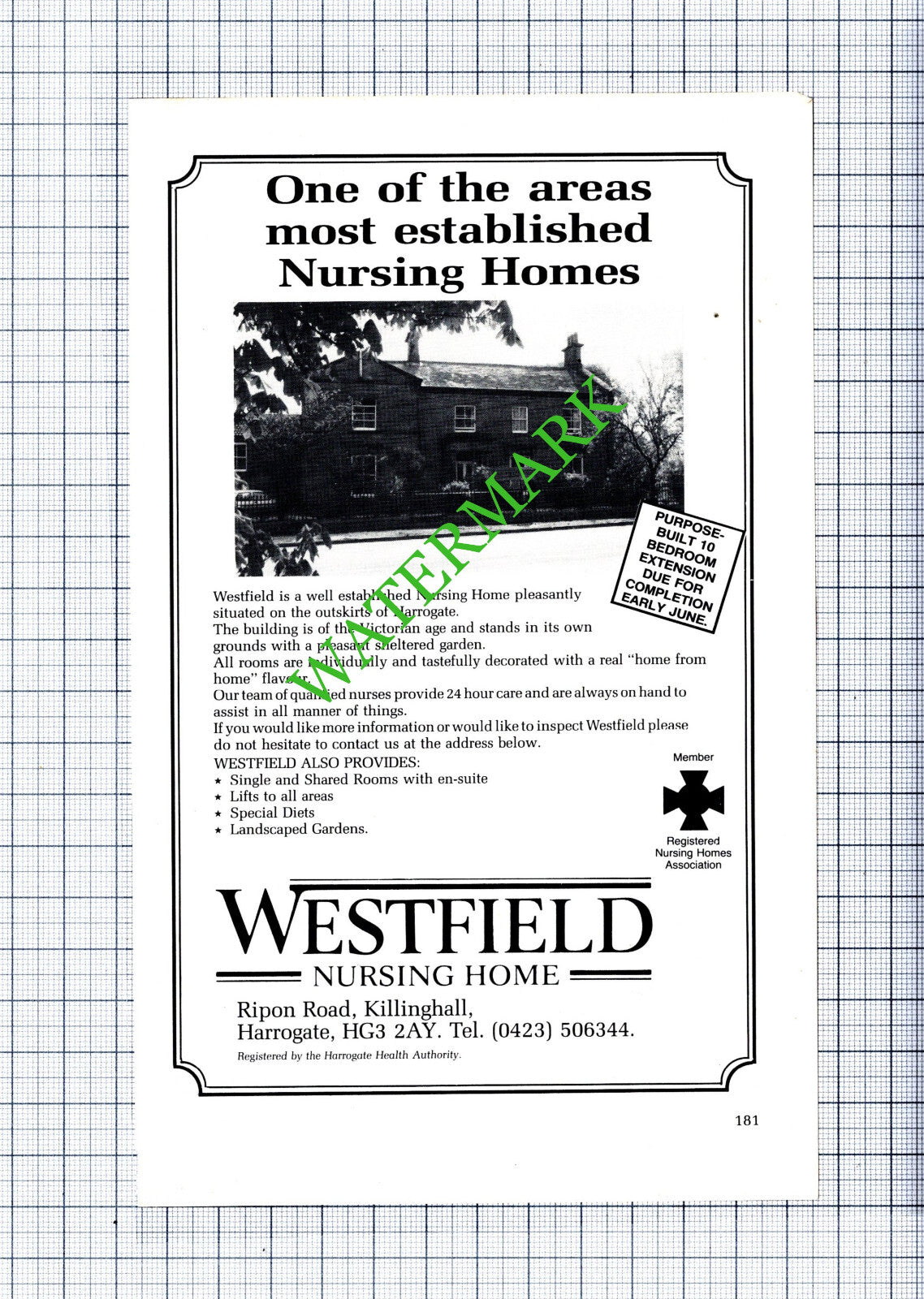 Westfield Nursing Home Killinghall Harrogate Advert  - 1989 Cutting