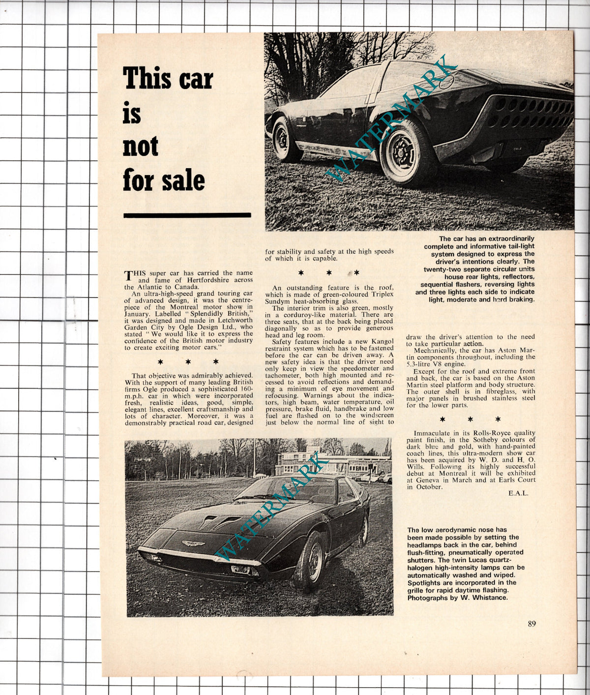 Ogle Design Ltd Car WD and HO Wills - 1972 Article