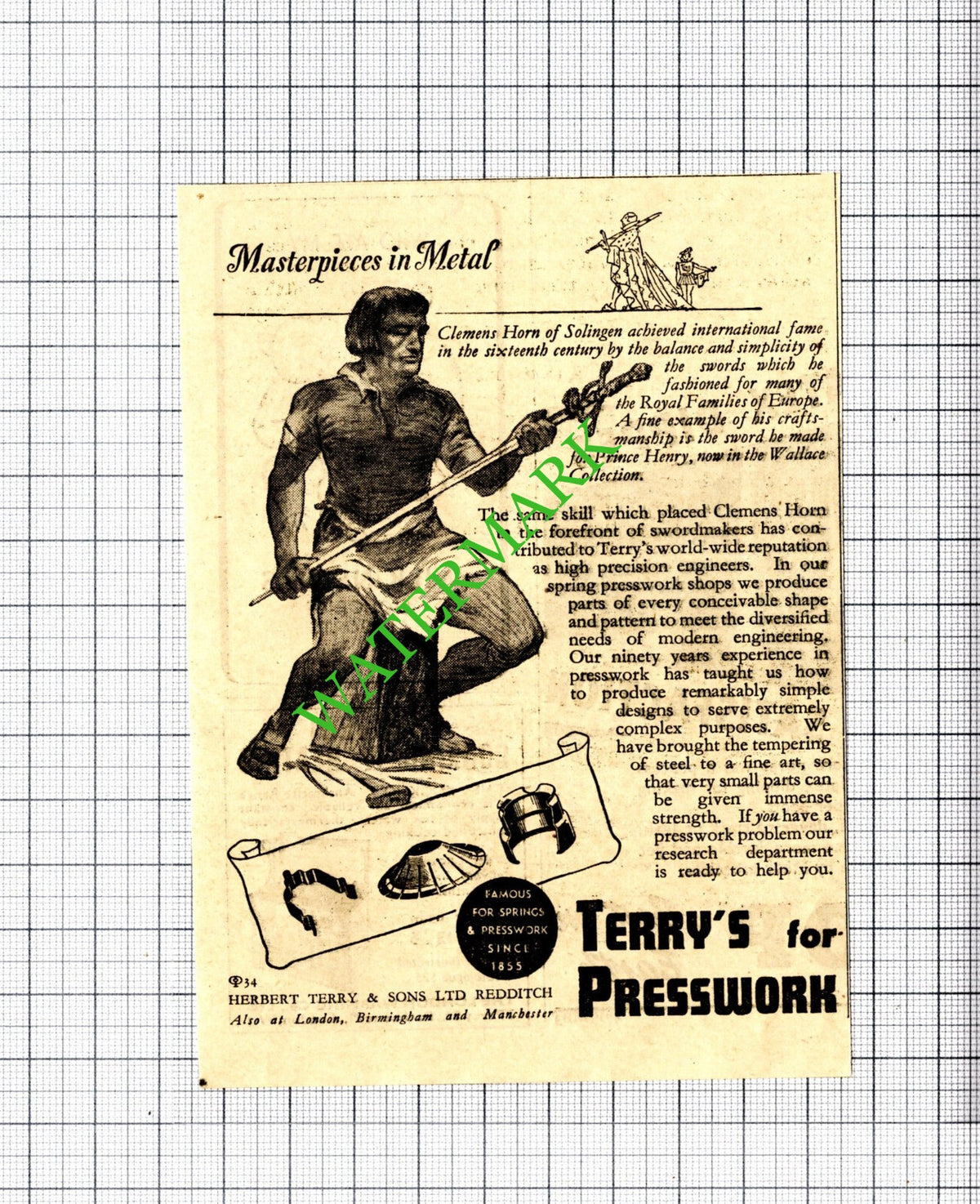 Clemens Horn Of Solingen Herbert Terry & Sons Redditch  Advert - 1947 Cutting
