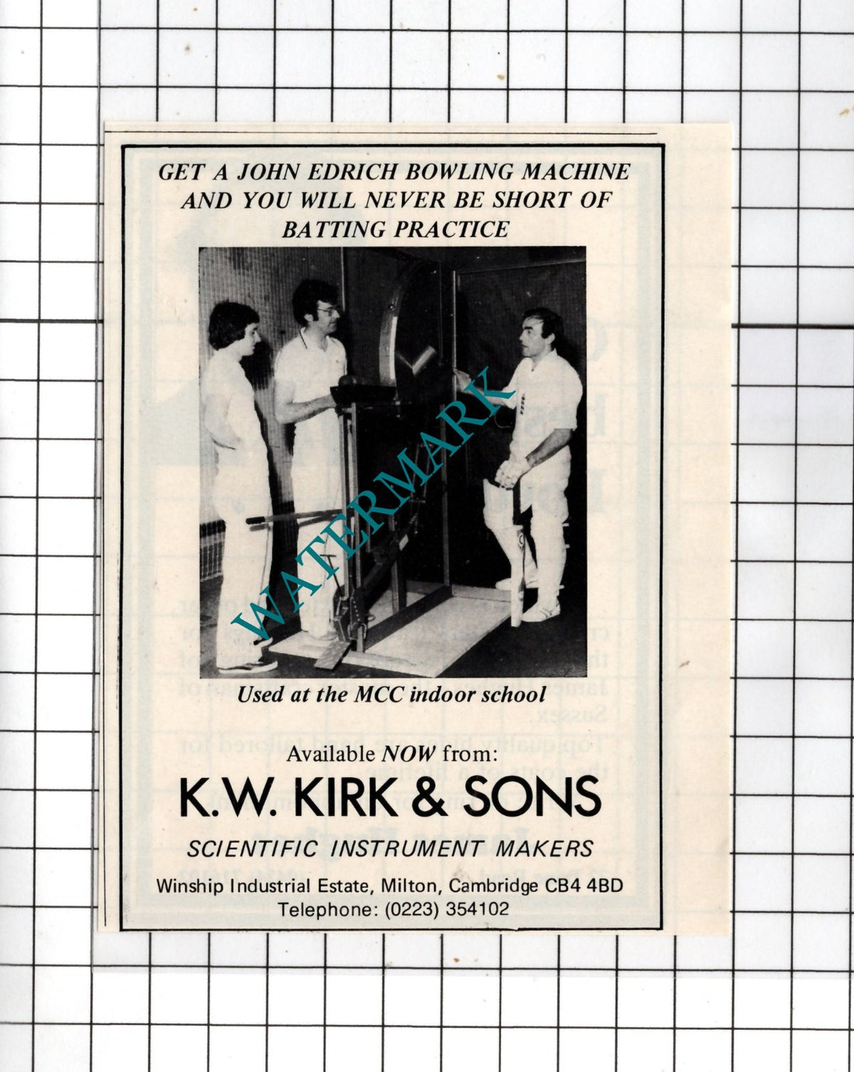 K W Kirk & Sons Scientific Instrument Makers Milton Cambridge  1982 Small Advert