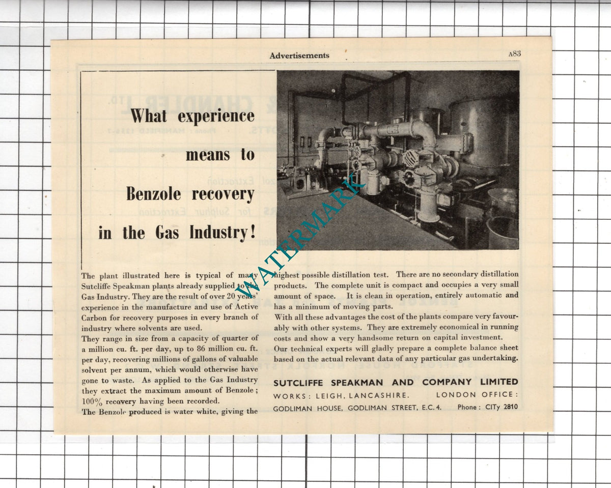 Sutcliffe Speakman & Co Leigh Lancs / Kirkham Hulett & Chandler -  1951 Advert