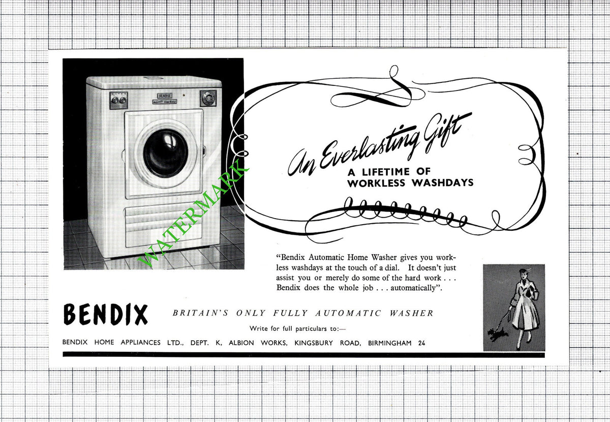 Bendix Home Appliances Ltd Birmingham ADVERT   - 1956 Cutting