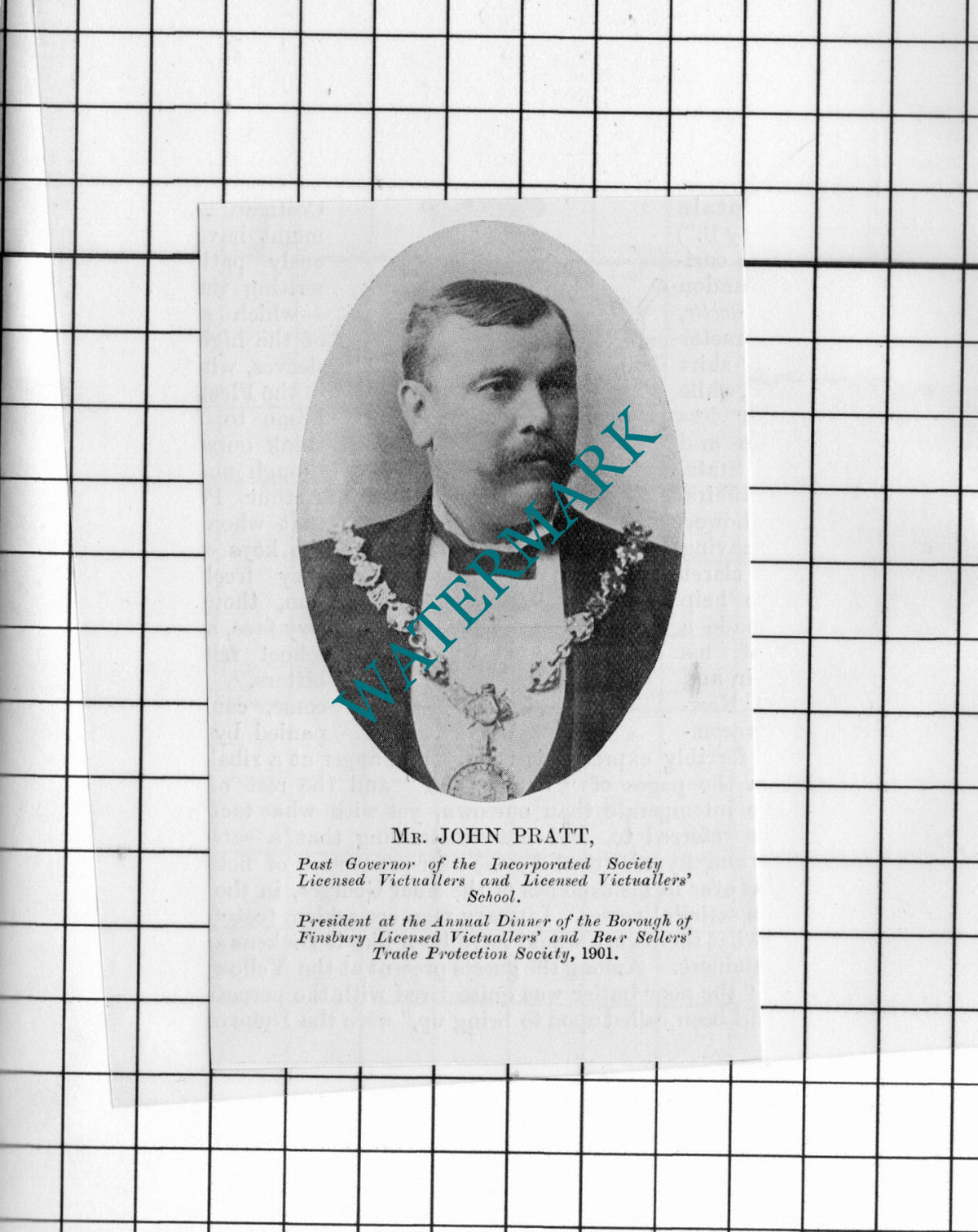 Mr John Pratt Incorporated Society Licenced Victuallers - 1902 Small Cutting