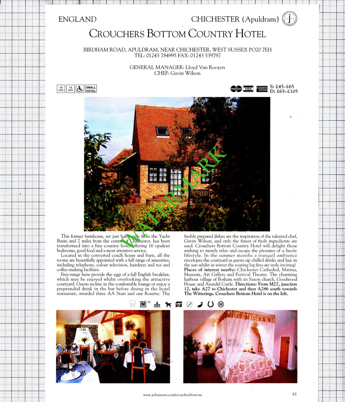 Crouchers Bottom Hotel Chichester  / Stanton Manor Chippenham  -2001 Cutting