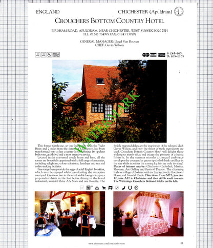 Crouchers Bottom Hotel Chichester  / Stanton Manor Chippenham  -2001 Cutting