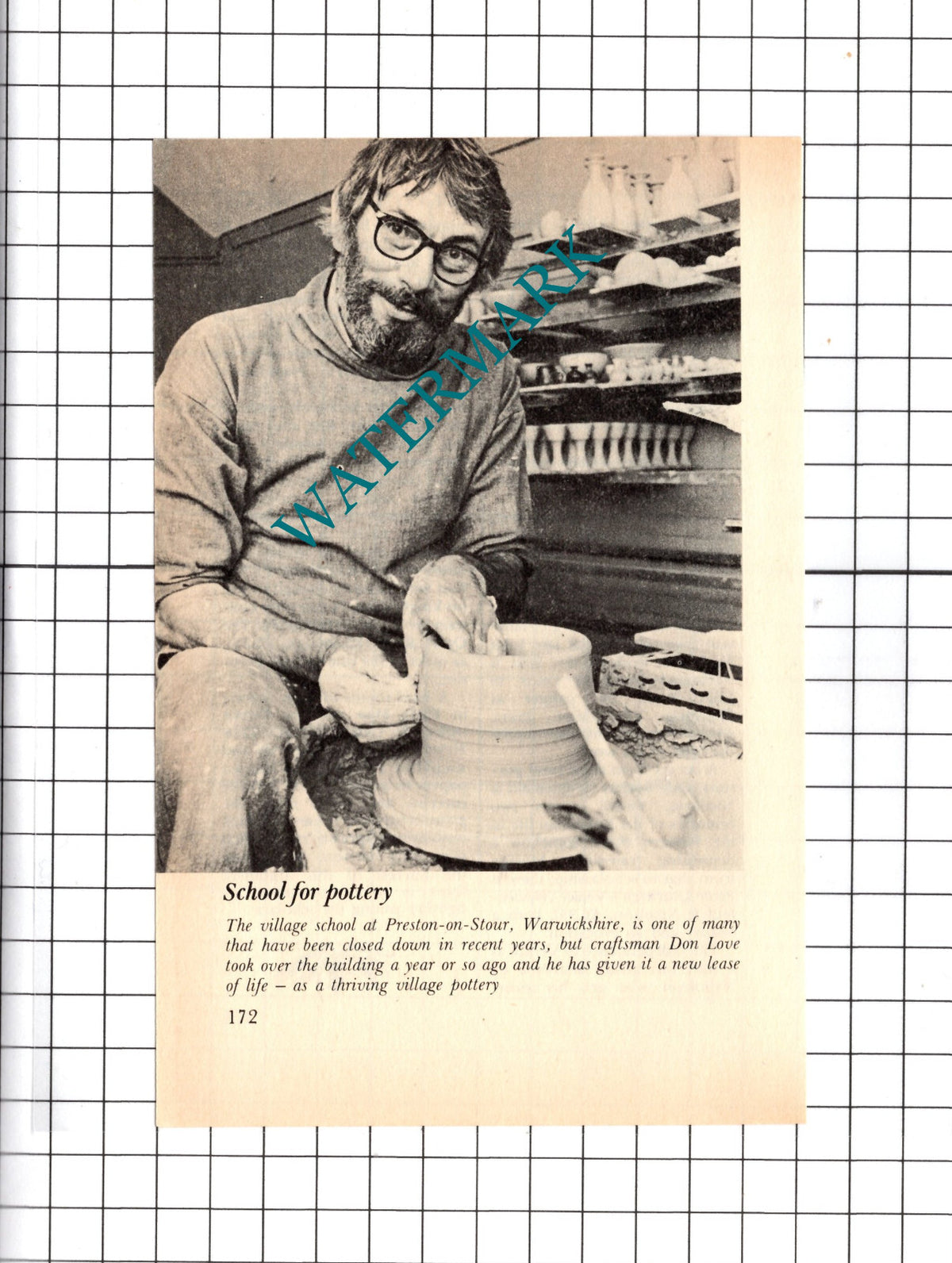 Preston-on-Stour Warwickshire School Don Love Pottery - 1976  Clipping