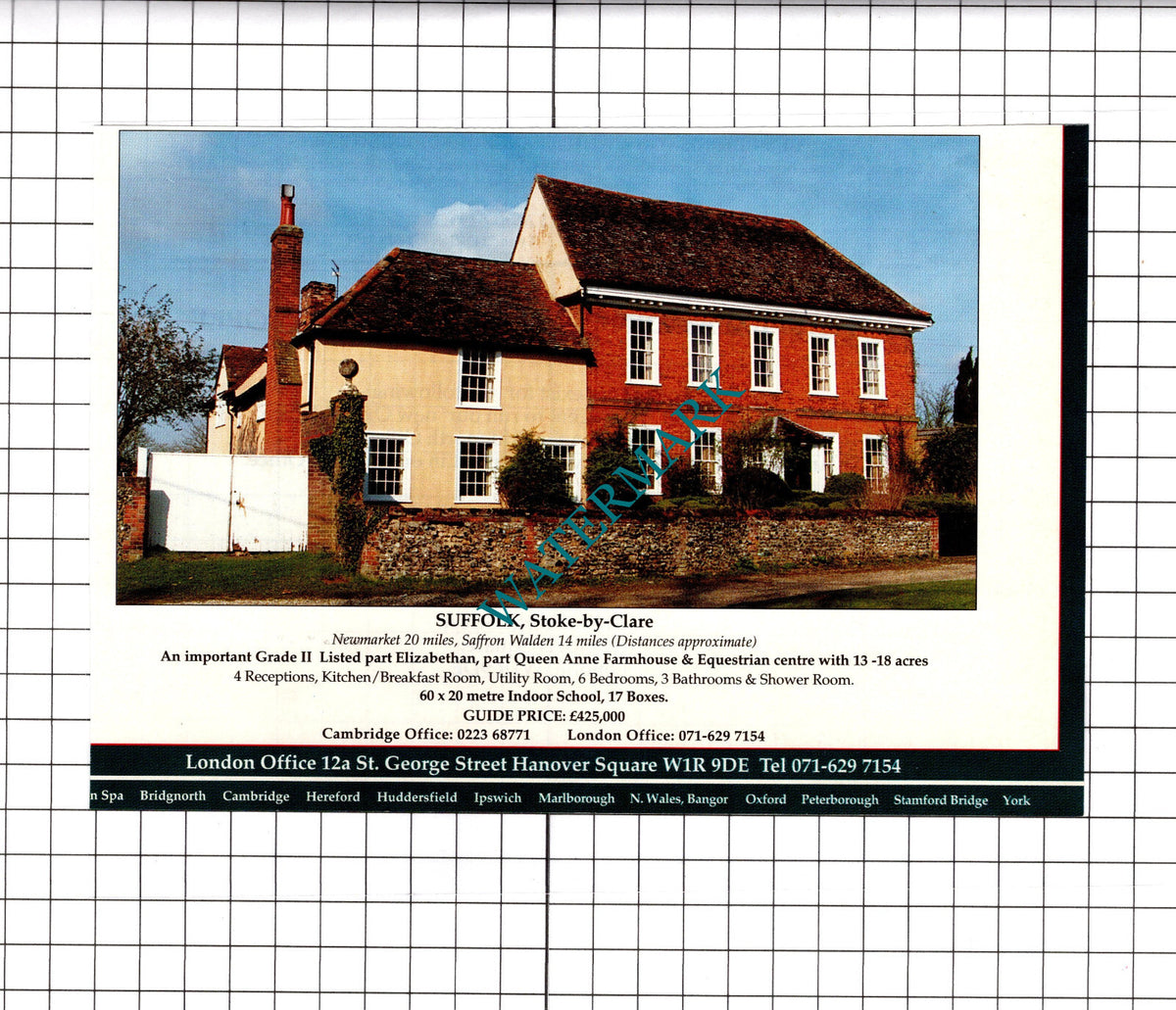 Stoke-by-Clare Suffolk House Sale Advert  - 1994 Clipping / Print