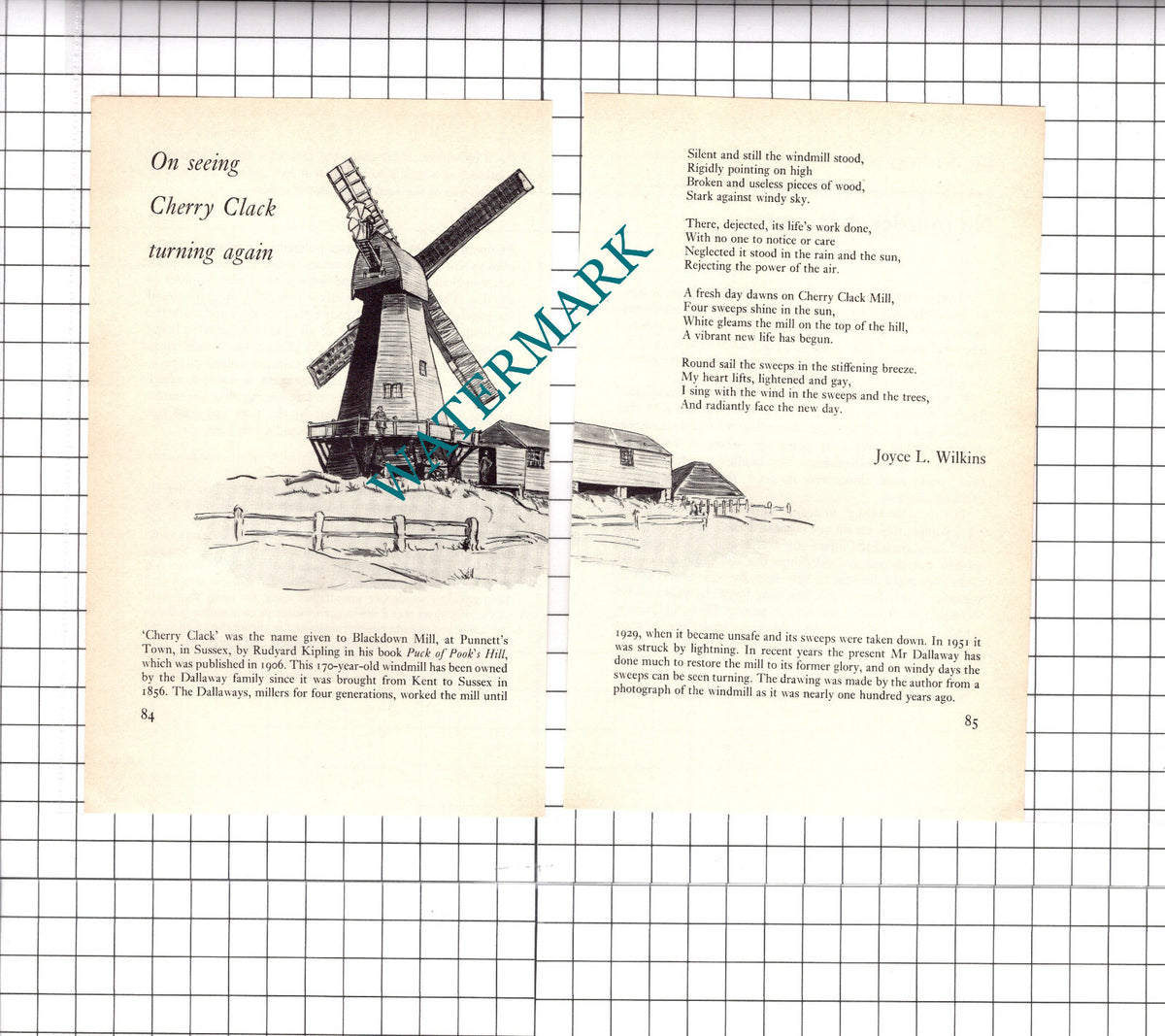 Cherry Clack Mill Blackdown Mill Punnett's Town Sussex  - 1972 2-Part Clipping