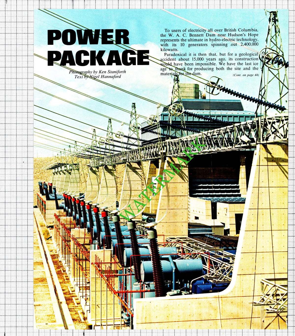 W A C Bennett Dam Hudson's Hope British Columbia Canada - 1980 Article