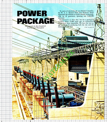 W A C Bennett Dam Hudson's Hope British Columbia Canada - 1980 Article