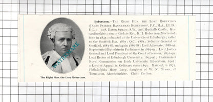 James Patrick Bannerman Robertson / Sir Robert Romer Buntingford c.1905 Clipping