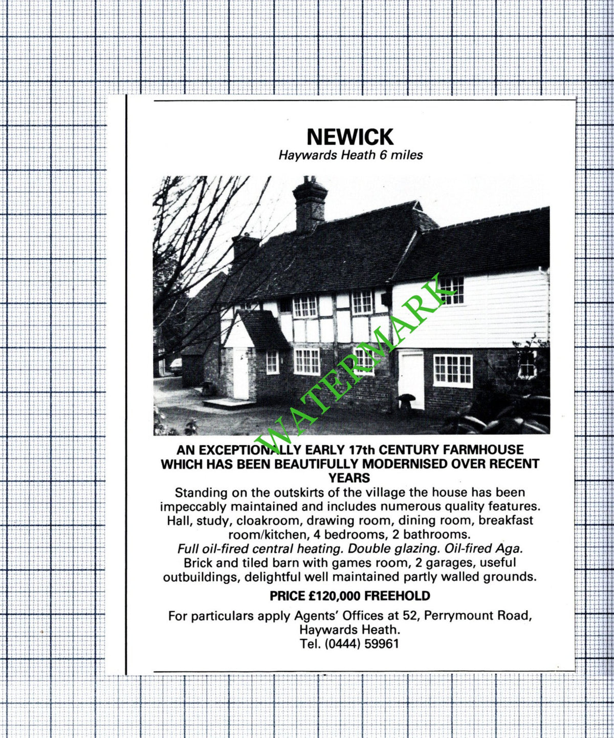 Newick Sussex House  Sale Advert - 1981 Cutting