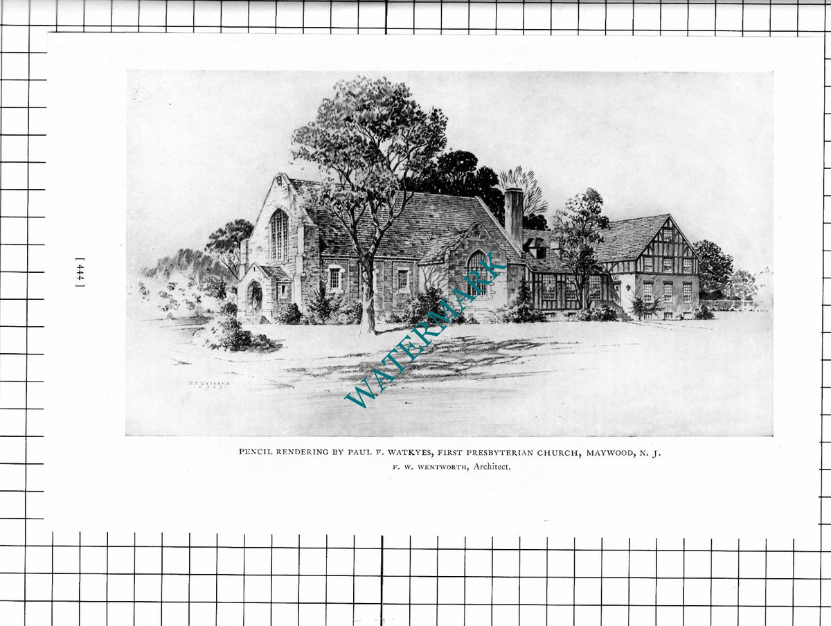 First Presbyterian Church Maywood New Jersey Paul Watkyes -1927 Clipping / Print