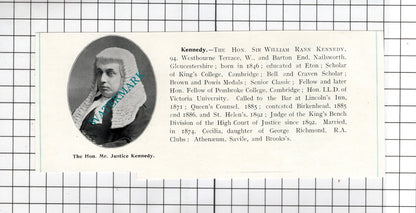 The Hon Sir William Grantham Lewes / Sir William Rann Kennedy - 1905 Clipping